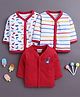 BUMZEE Cotton Knit Full Sleeves Jhablas With Dino Print Pack Of 3 - Red & White