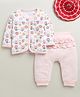 BUMZEE Cotton Knit Full Sleeves Night Suit With Floral Print - Pink
