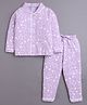 BUMZEE Cotton Knit Full Sleeves Butterfly Printed Co-ords Night Suit - Lavender