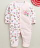 BUMZEE Cotton Knit Full Sleeves Sleepsuit With Floral Print - Pink