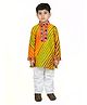Banjara India Cotton Blend Navratri Theme Full Sleeves Leheriya Printed & Mirror Work Embellished Kurta Pyjama Set - Yellow