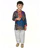 Banjara India Cotton Blend Navratri Theme Full Sleeves Leheriya Printed & Mirror Work Embellished Kurta Pyjama Set - Blue