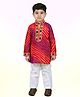 Banjara India Cotton Blend Navratri Theme Full Sleeves Leheriya Printed & Mirror Work Embellished Kurta Pyjama Set - Pink