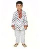 Banjara India Cotton Blend Navratri Theme Full Sleeves Bandhani Printed & Mirror Work Embellished Kurta Pyjama Set - White