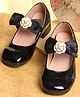 KIDLINGSS Bow & Floral  Embellished Mary Jane Ballerinas - Black
