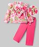 OLLINGTON ST. Knit Full Sleeves Floral Printed Top &  Knit Pants - White & Pink