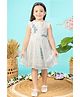 Tiny Twills Cotton Blend Woven Frill Sleeves Floral Embroidered Dress - Blue