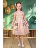 Tiny Twills Cotton Blend Woven Sleeveless Striped & Bow Applique Detailed Dress - Pink