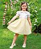 Tiny Twills Linen Woven Half Puffed Sleeves Striped Peter Pan Collared Dress - Yellow