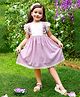 Tiny Twills Linen Woven Frill Sleeves Floral Embroidered Lace Detailed Pintuck Dress - Lavender