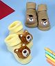 Yellow Bee Cotton Knit Set Of 2 Baby Bears Applique Detailed Socks - Multi Colour