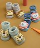 Yellow Bee Cotton Knit Pack Of 3  Animal 3D Applique Detailed  Socks - Multi Colour
