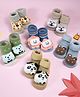 Yellow Bee Cotton Knit Pack Of 6 Animal 3D Applique Detailed Socks - Multi Colour