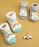 Yellow Bee Cotton Knit Pack Of 2 Rainbow & Animal 3D Applique Detailed Socks - Multi Colour