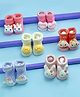 Yellow Bee Cotton Pack Of 6 Hearts & Bunny 3D Applique Detailed Socks - Multi Colour