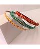 Little Tresses Set Of 3 Chevron Designed Hair Bands - Golden Maroon & Peacock Blue