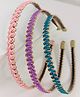 Little Tresses Set Of 3 Threadwork Detailed Partywear Hair Bands - Pink Purple & Blue