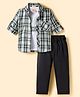 Rikidoos Full Sleeves Plaid Checked Shirt With Tee & Pant Set - Green & Black