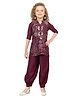 Joy-n-Jolly Woven Three Fourth Sleeves Floral Printed Kurti & Harrem Pants - Maroon
