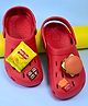 Yellow Bee Solid Perforated Slingback Clogs With Fast Food Charms - Red