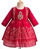 Enfance Floral Printed & Zardozi Patch Detailed Dress With Full Sleeves Jacket - Rani