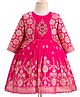 Enfance Floral Embroidered Pleated Knee Length Dress With Full Sleeves Jacket Set - Rani