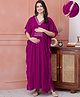 Secret Wish Velvet Woven Half Batwing Sleeves Lace Embellished Side Zipper Access Maternity Kaftan Dress -  Pink