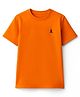 Pine Kids Cotton Knit Half Sleeves T-Shirt With Brand Logo Print - Orange