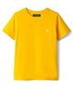 Pine Kids Cotton Knit Half Sleeves T-Shirt With Brand Logo Print - Yellow
