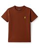 Pine Kids Cotton Knit Half Sleeves T-Shirts With Brand Logo Print - Brown