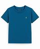 Pine Kids Cotton Knit Half Sleeves T-Shirt with Logo Print - Blue