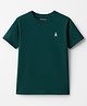 Pine Kids Cotton Knit Half Sleeves T-Shirt with Logo Print - Dark Green