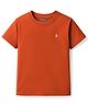 Pine Kids Cotton Knit Half Sleeves T-Shirt With Brand Logo Print - Rust Orange