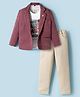 Dapper Dudes Full Sleeves Textured Blazer With Typography Printed Tee & Pant Set - Mauve
