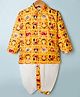 Dapper Dudes Full Sleeves  Patola Printed Kurta Dhoti Set - Yellow
