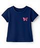 Pine Kids Cotton Knit Half Sleeves T-Shirt Butterfly Print - Navy Blue