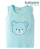 Babyoye Cotton Modal Super Soft Blend Sleeveless Thermal Inner Wear Vest with Bear Print - Light Blue