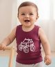 Babyoye Cotton Modal Super Soft Blend Sleeveless Thermal Inner Wear Vest with Car Print - Dark Red