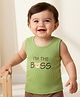 Babyoye Cotton Modal Super Soft Blend Sleeveless Thermal Inner Wear Vest with Text Print - Green