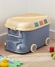 Babyhug Multipurpose Storage Box with Wheels for Kids Truck Theme - Classic Blue| Toy Storage Organizer with Pull Along Handle| Clip Lock Lid| Use as Ride-On & Building Block Tray| Kids Room Storage