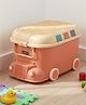 Babyhug Multipurpose Storage Box with Wheels for Kids Truck Theme - Rusty Orange| Toy Storage Organizer with Pull Along Handle| Clip Lock Lid| Use as Ride-On & Building Block Tray| Kids Room Storage
