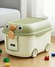 Babyhug Multipurpose Storage Box with Wheels for Kids Animal Theme Pastel Green| Toy Storage Organizer with Pull Along Handle| Clip Lock Lid| Use as Ride-On & Building Block Tray| Kids Room Storage