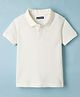 Pine Kids Cotton Knit Half Sleeves Solid Colour Polo T-Shirt - White