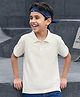 Pine Kids Cotton Knit Half Sleeves Solid Colour Polo T-Shirt - White