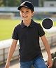Pine Kids Cotton Knit Half Sleeves Solid Colour Polo T-Shirt - Black