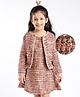 Mark & Mia Cotton Full Sleeve Jacket & Knee Lenght Frock Checkered- Pink