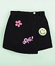 Kiddopanti Cotton Woven Oops Printed Badge Detailed Skort - Black