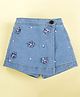 Kiddopanti Denim Woven Floral Applique Detailed &  Pearl Embellished - Light Blue