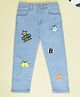Kiddopanti Denim Woven Puppy & B Text Patch Detailed Jeans - Light Blue