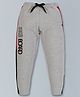 3PIN Cotton Knit Ribbed Waist Sk8 Board Text Printed Track Pants - Grey Melange
